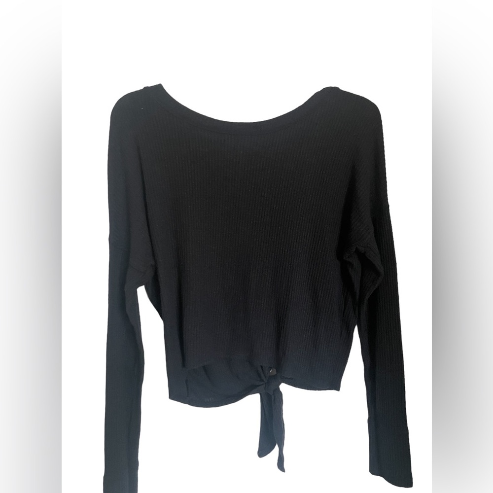 Ambercrombie & Fitch Black front tie long sleeve shirt size xs - Picture 3 of 5